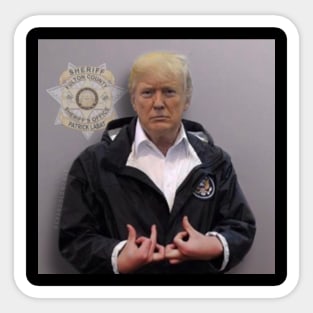 Trump Mugshot Gang Signs Sticker